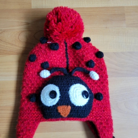 Andes Gifts Kids Handmade Alpaca Blend Ladybug Hat Unisex Winter Made in Peru - Picture 5 of 6